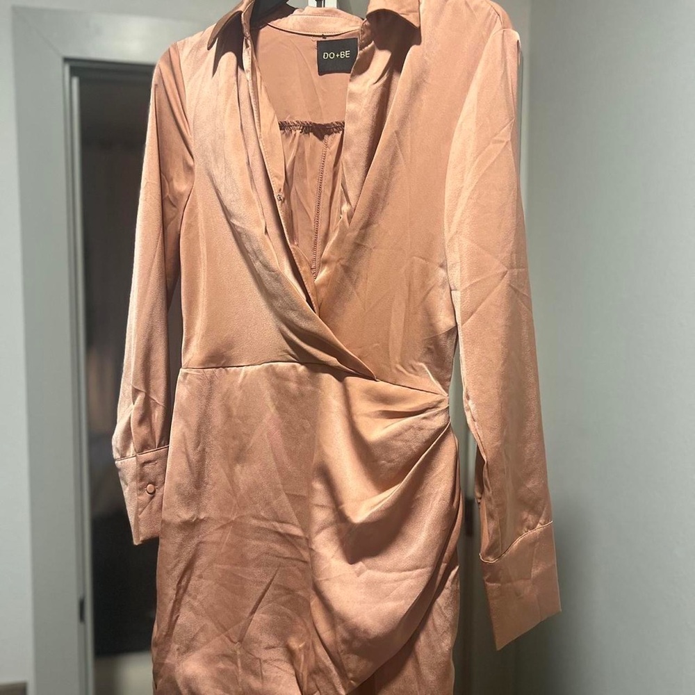 Pink Satin Mini Dress With Wrap Detail
